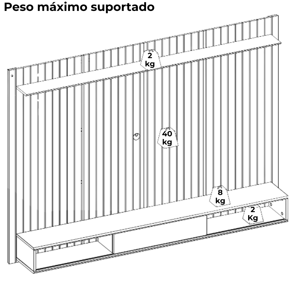 Painel Suspenso Tv 70 Pol 193 cm Rio Cedro Bali Dj Moveis
