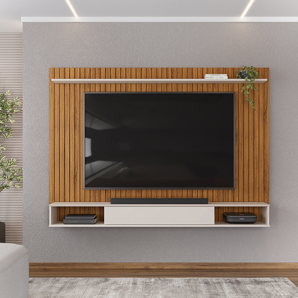 Painel Suspenso Tv 70 Pol 193 cm Rio Freijo Off White DJ Moveis