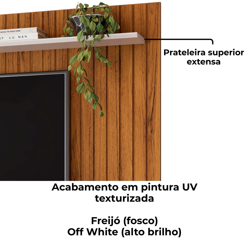 Painel Suspenso Tv 70 Pol 193 cm Rio Freijo Off White DJ Moveis
