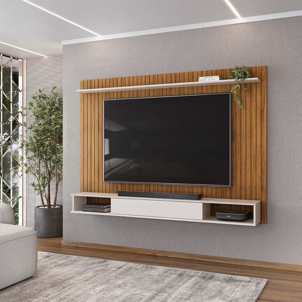 Painel Suspenso Tv 70 Pol 193 cm Rio Freijo Off White DJ Moveis