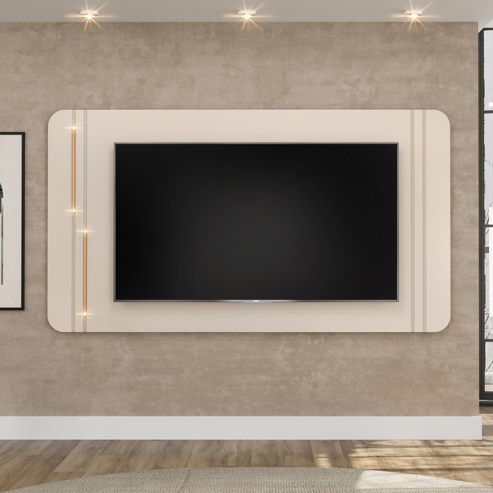 Painel Suspenso Tv 75 Pol 241 cm MDF Ariana Off White Dj Moveis