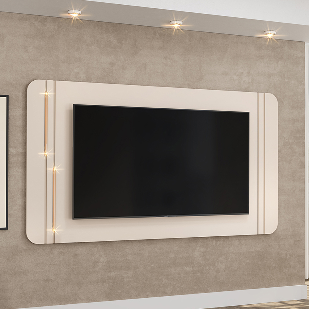 Painel Suspenso Tv 75 Pol 241 cm MDF Ariana Off White Dj Moveis