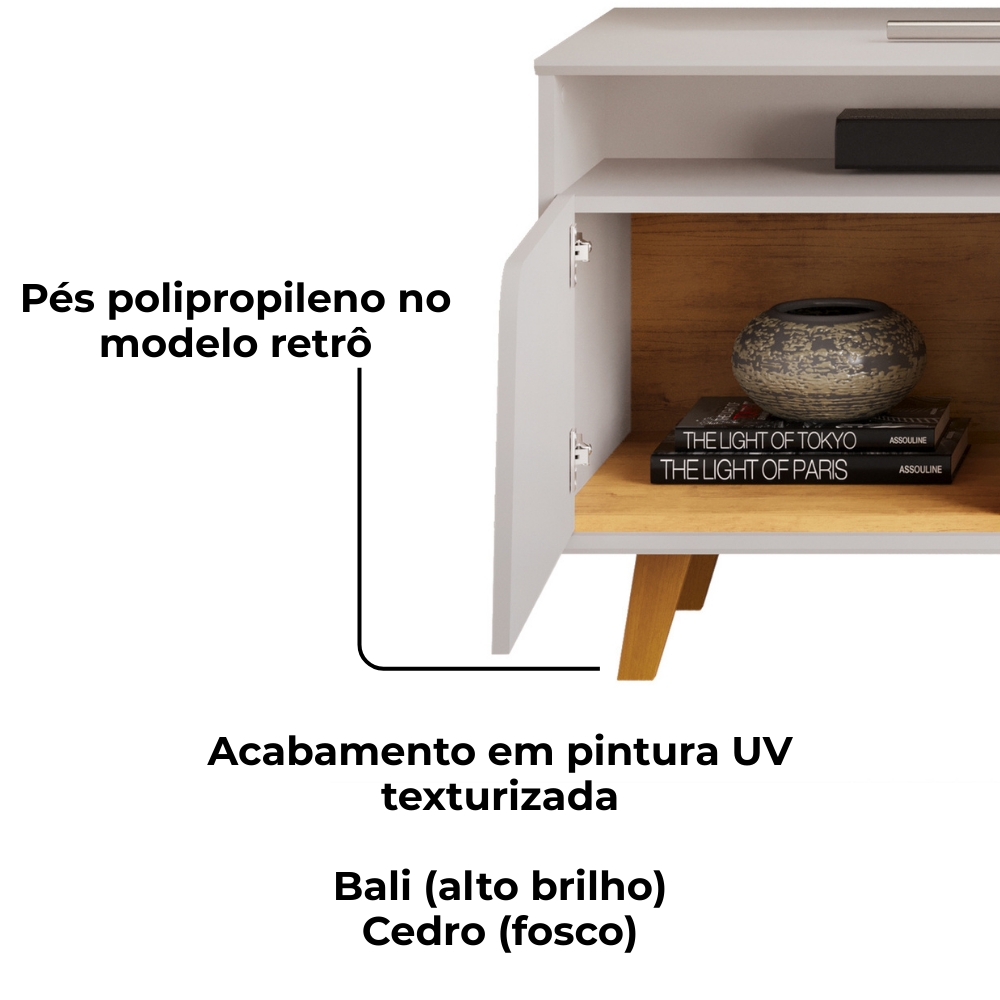 Rack Bancada Tv 60 Pol 150 cm Lana Bali Cedro Dj Moveis