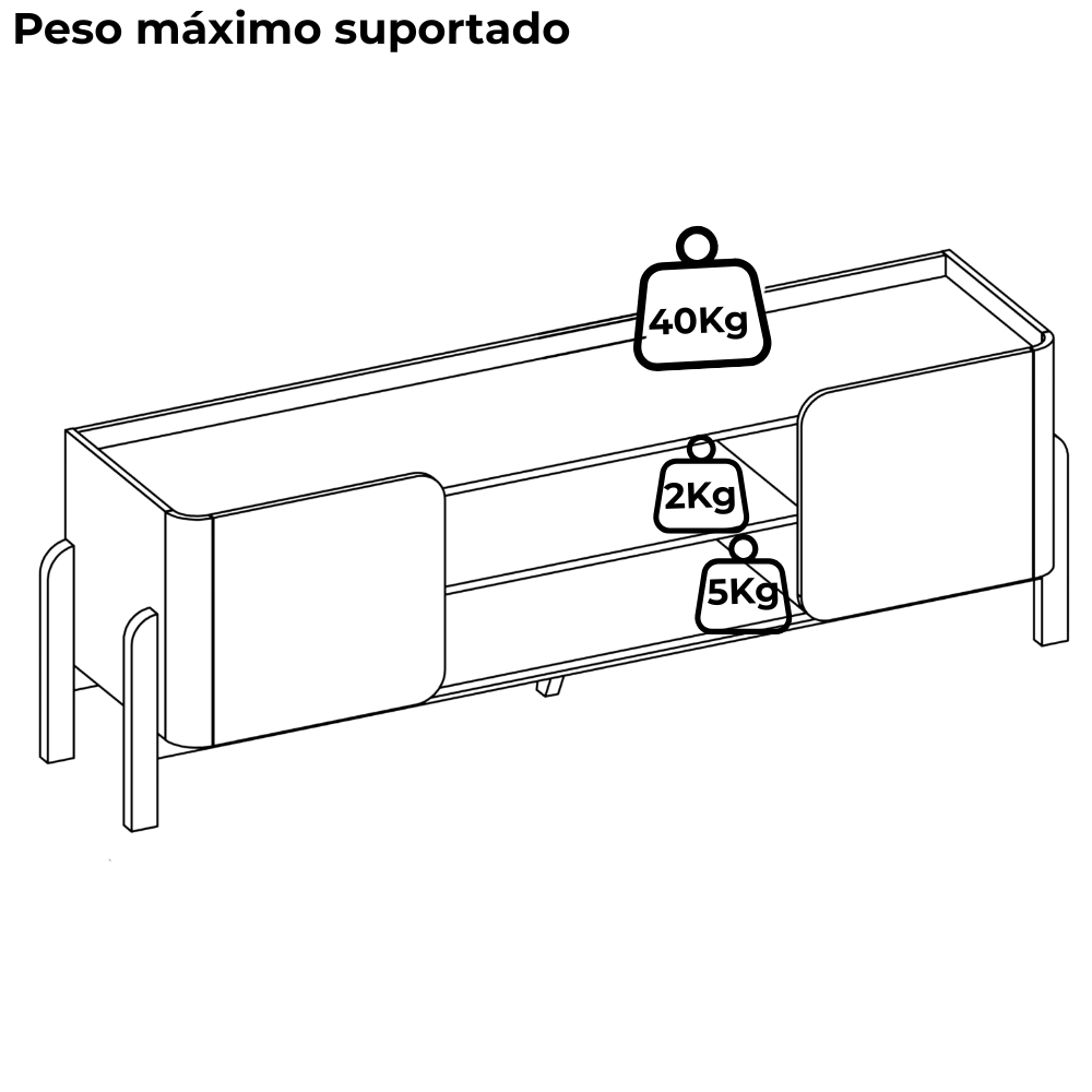 Rack Bancada Tv 65 Pol 180 cm Cher Off White Cedro Dj Moveis