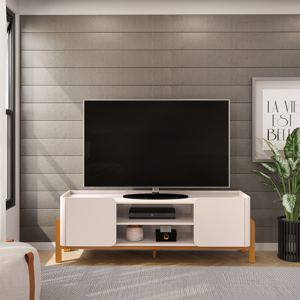 Rack Bancada Tv 65 Pol 180 cm Cher Off White Cedro Dj Moveis