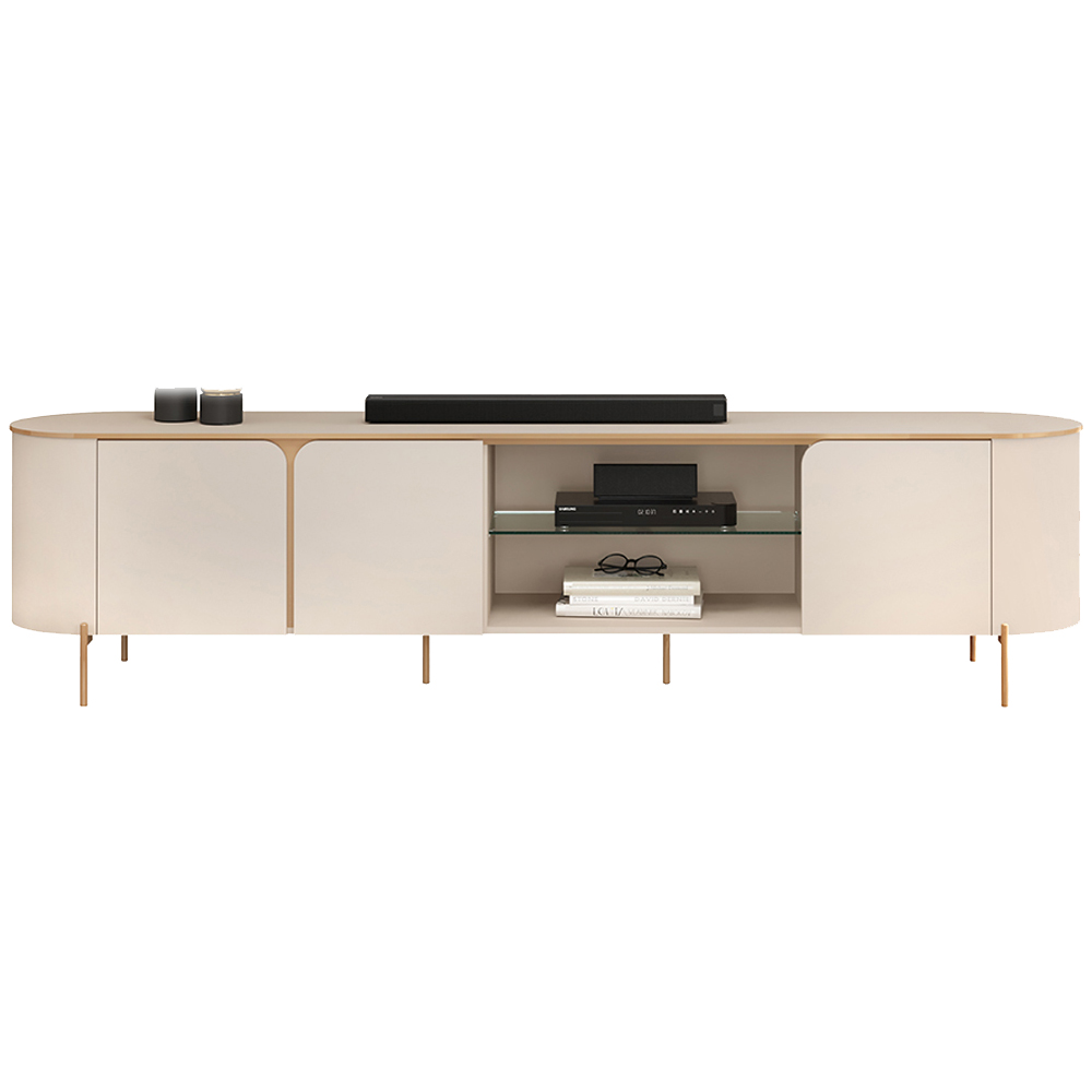 Rack Bancada Tv 75 Pol 241 cm MDF Ariana Off White Dj Moveis