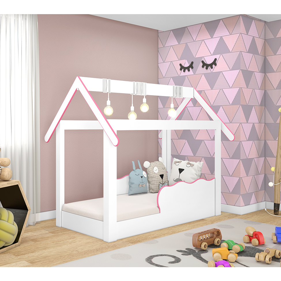 Cama Infantil Dreams Branca e Rosa