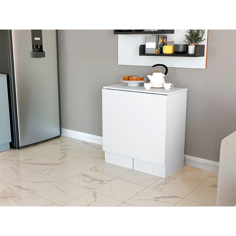 Conjunto de Mesa Dobrável com 2 Bancos Bayle Branco