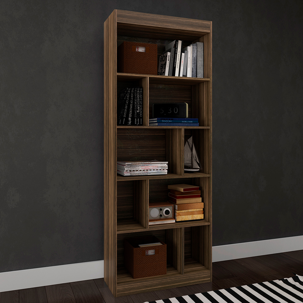 Conjunto de Mesa de Escritório Marselha com Estante Hunt Castanho