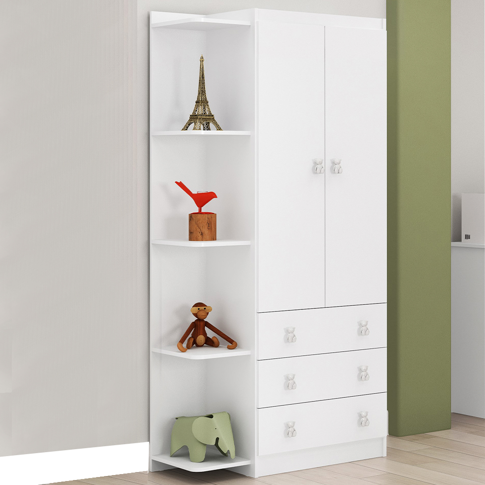 Guarda-Roupa Infantil Enzo 2 Portas 3 Gavetas Branco