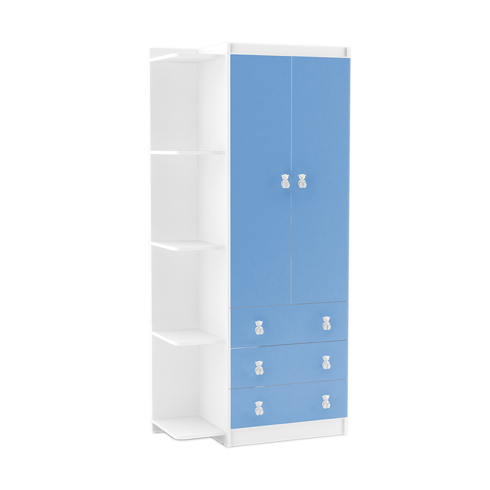Guarda-Roupa Infantil Enzo 2 Portas 3 Gavetas Branco e Azul