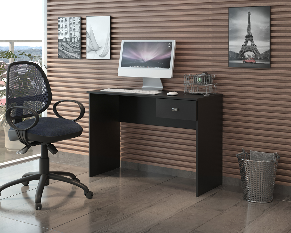 Mesa Para Escritorio Com 01 Gaveta ME404 Preto DJD Moveis