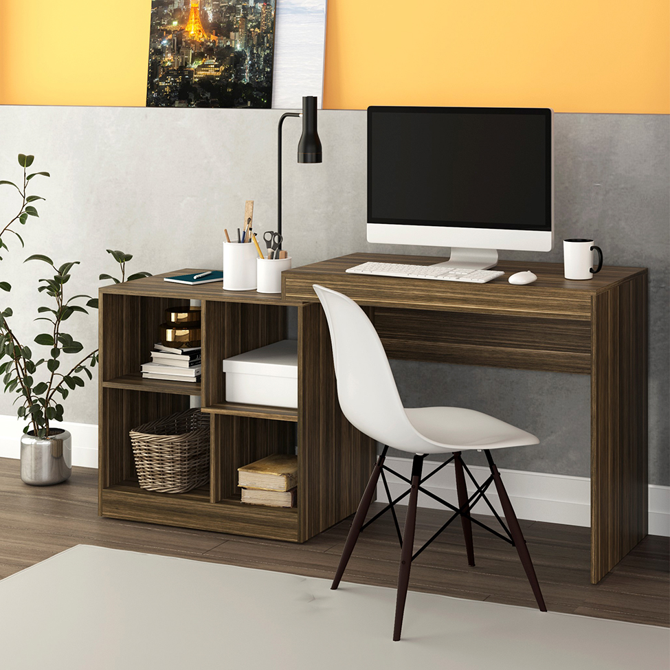 Mesa de Escitório Multifuncional Montpellier Castanho