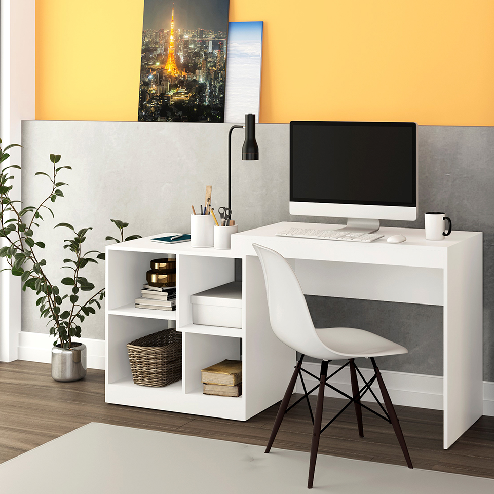 Mesa de Escritório Multifuncional Montpellier Branca
