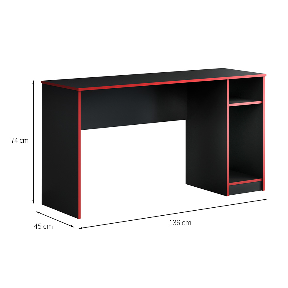 Mesa Gamer Motion Preta e Vermelha