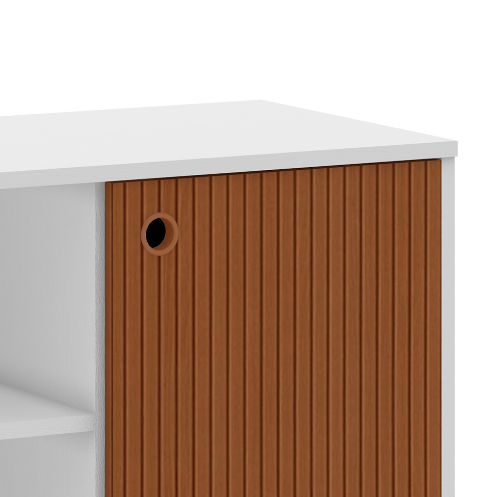 Rack Retrô Way 1 PT Branco e Elmo 108 cm