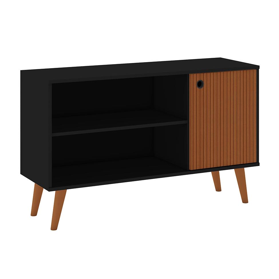 Rack Retrô Way 1 PT Preto e Elmo 108 cm
