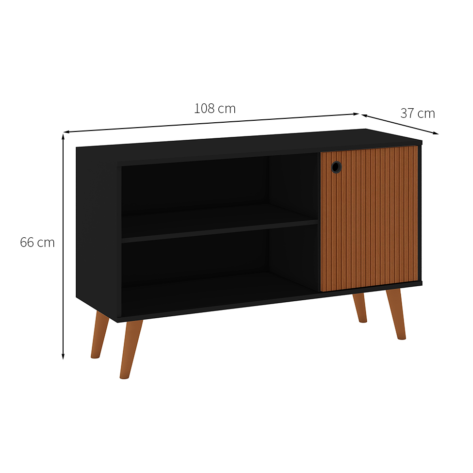 Rack Retrô Way 1 PT Preto e Elmo 108 cm