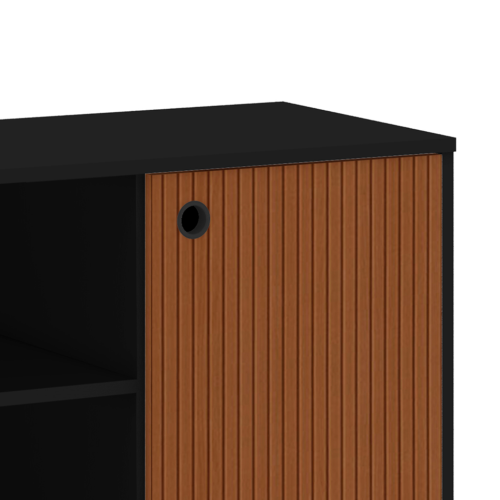 Rack Retrô Way 1 PT Preto e Elmo 108 cm