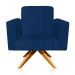 Poltrona Giratória Viena Gomada Suede Azul Marinho Base Madeira MA30 D'Rossi