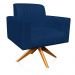 Poltrona Giratória Viena Gomada Suede Azul Marinho Base Madeira MA30 D'Rossi
