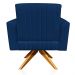Poltrona Giratória Viena Gomada Suede Azul Marinho Base Madeira MA30 D'Rossi