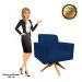Poltrona Giratória Viena Gomada Suede Azul Marinho Base Madeira MA30 D'Rossi