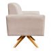 Poltrona Giratória Viena Gomada Suede Bege Base Madeira MA30 D'Rossi