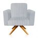 Poltrona Giratória Viena Gomada Suede Cinza Base Madeira MA30 D'Rossi