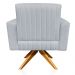 Poltrona Giratória Viena Gomada Suede Cinza Base Madeira MA30 D'Rossi