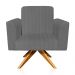 Poltrona Giratória Viena Gomada Suede Grafite Base Madeira MA30 D'Rossi