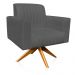 Poltrona Giratória Viena Gomada Suede Grafite Base Madeira MA30 D'Rossi