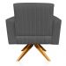 Poltrona Giratória Viena Gomada Suede Grafite Base Madeira MA30 D'Rossi