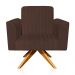 Poltrona Giratória Viena Gomada Suede Marrom Base Madeira MA30 D'Rossi