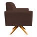 Poltrona Giratória Viena Gomada Suede Marrom Base Madeira MA30 D'Rossi