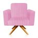 Poltrona Giratória Viena Gomada Suede Rosa Bebê Base Madeira MA30 D'Rossi