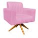 Poltrona Giratória Viena Gomada Suede Rosa Bebê Base Madeira MA30 D'Rossi