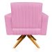 Poltrona Giratória Viena Gomada Suede Rosa Bebê Base Madeira MA30 D'Rossi