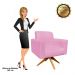 Poltrona Giratória Viena Gomada Suede Rosa Bebê Base Madeira MA30 D'Rossi