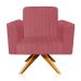 Poltrona Giratória Viena Gomada Suede Rose Base Madeira MA30 D'Rossi