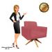 Poltrona Giratória Viena Gomada Suede Rose Base Madeira MA30 D'Rossi