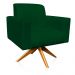 Poltrona Giratória Viena Gomada Suede Verde Base Madeira MA30 D'Rossi