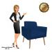 Poltrona Viena Gomada Suede Azul Marinho Pés Palito Natural D'Rossi