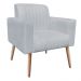 Poltrona Viena Gomada Suede Cinza Pés Palito Natural D'Rossi
