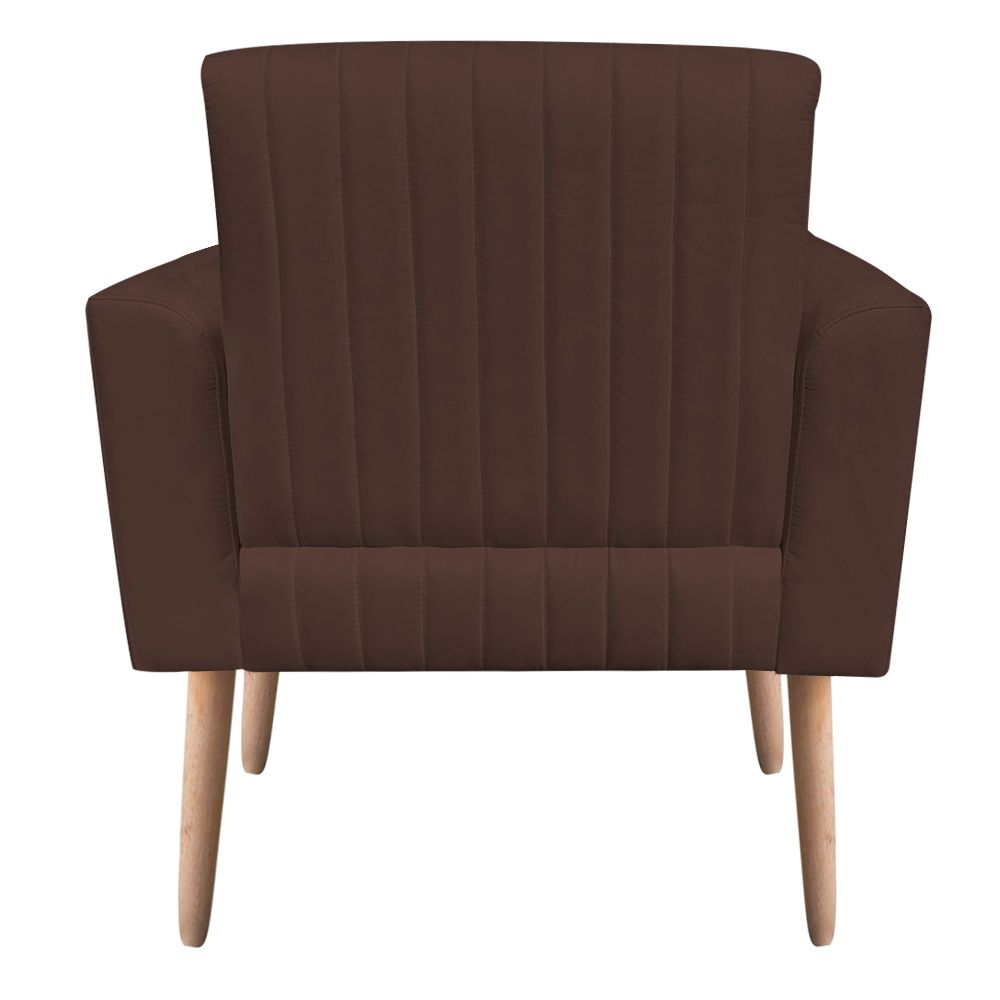 Poltrona Viena Gomada Suede Marrom Pés Palito Natural D'Rossi