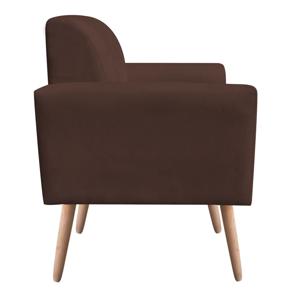 Poltrona Viena Gomada Suede Marrom Pés Palito Natural D'Rossi