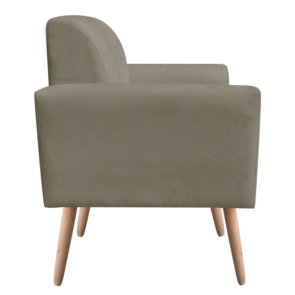 Poltrona Viena Gomada Suede Marrom Rato Pés Palito Natural D'Rossi