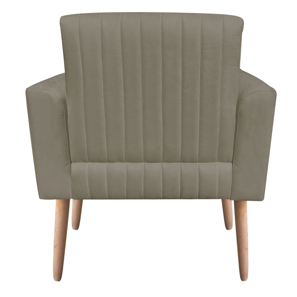 Poltrona Viena Gomada Suede Marrom Rato Pés Palito Natural D'Rossi
