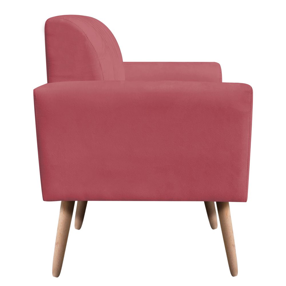 Poltrona Viena Gomada Suede Rose Pés Palito Natural D'Rossi