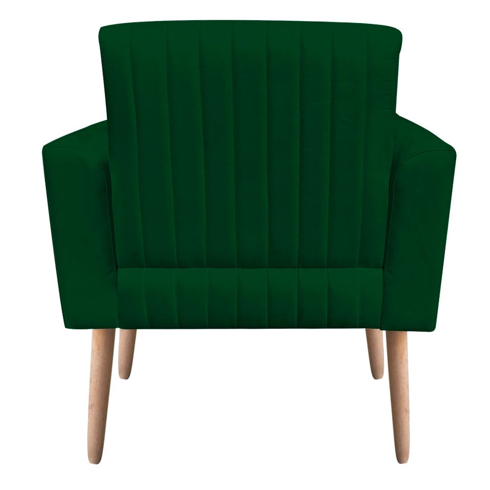 Poltrona Viena Gomada Suede Verde Pés Palito Natural D'Rossi